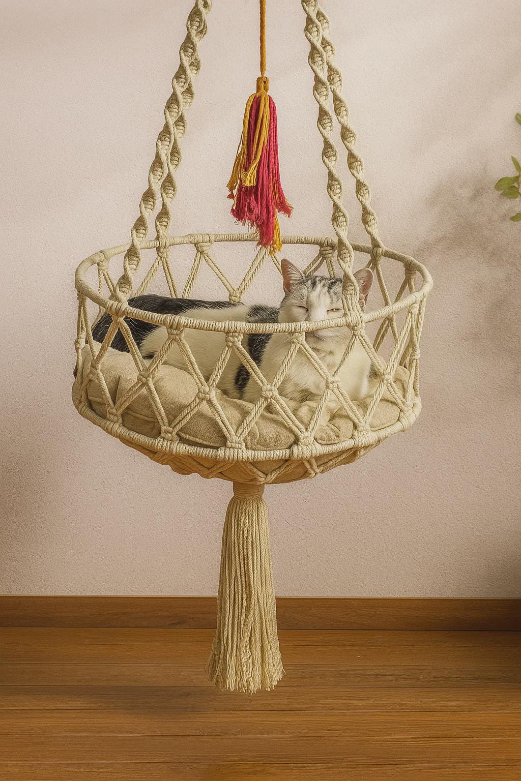 Handmade Hanging Cat Bed – Boho Style with Suspension Kit, Cozy Corner  Stylish Indoor Pet Decor