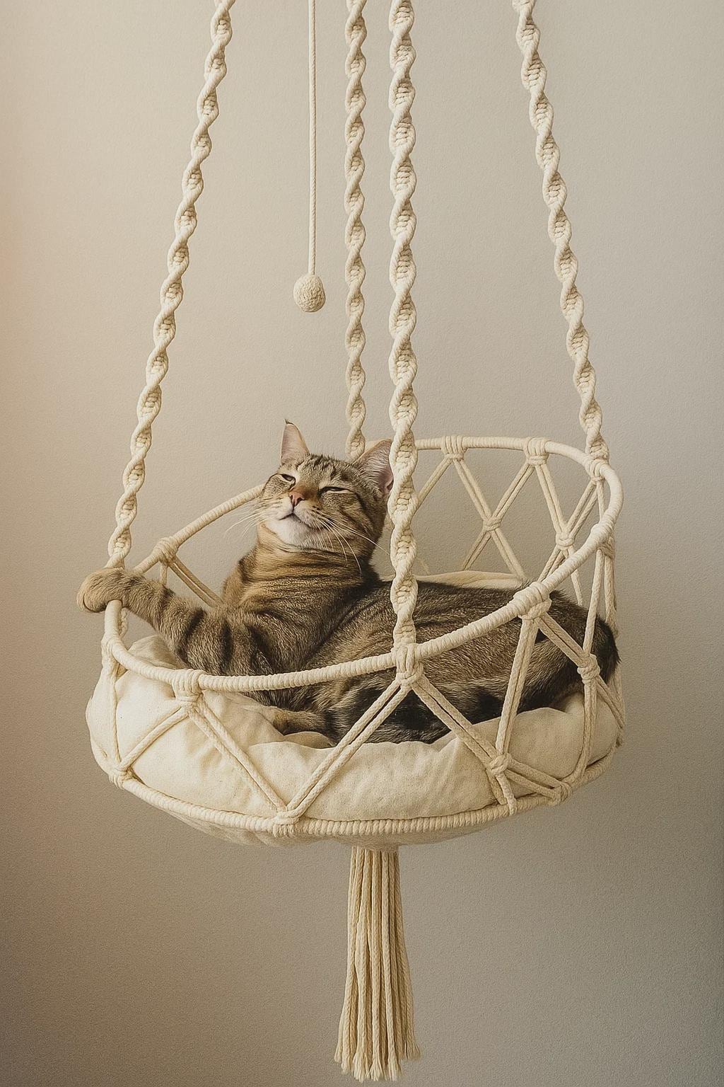 Handmade Hanging Cat Bed – Boho Style with Suspension Kit, Cozy Corner  Stylish Indoor Pet Decor