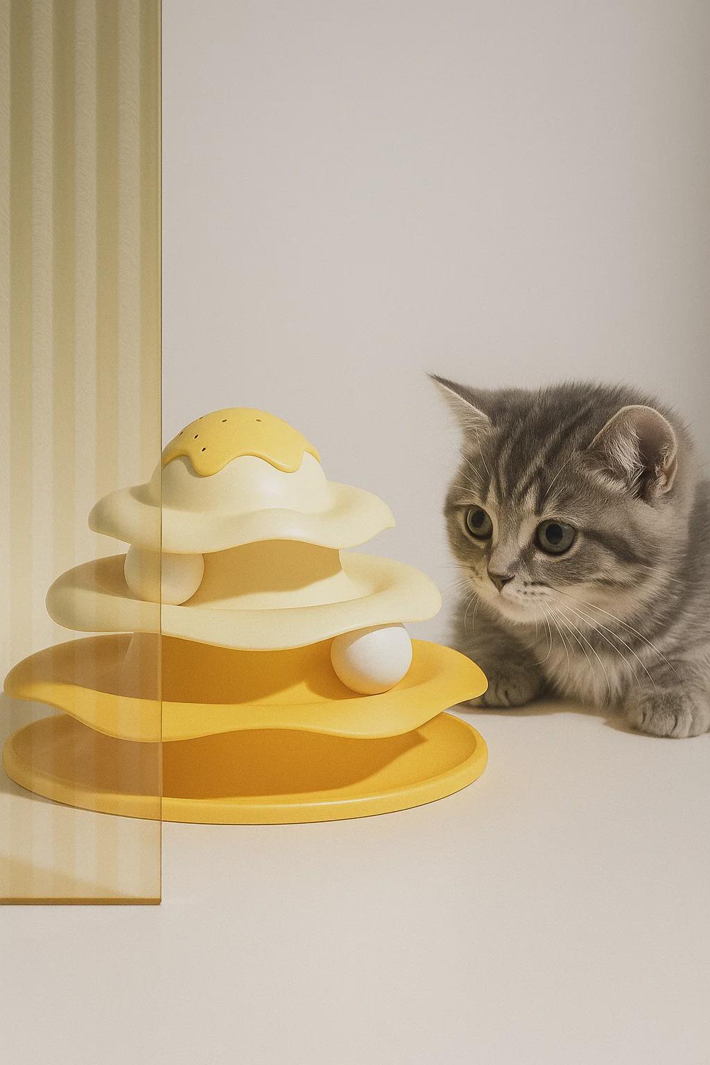 4-Layer Cat Tower Toy – Interactive Track Ball Tower for Kittens, Spinning Play Tunnel, Fun Cat Exercise Toy, Pet Supplies