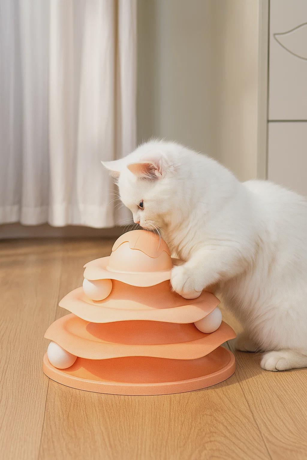 4-Layer Cat Tower Toy – Interactive Track Ball Tower for Kittens, Spinning Play Tunnel, Fun Cat Exercise Toy, Pet Supplies