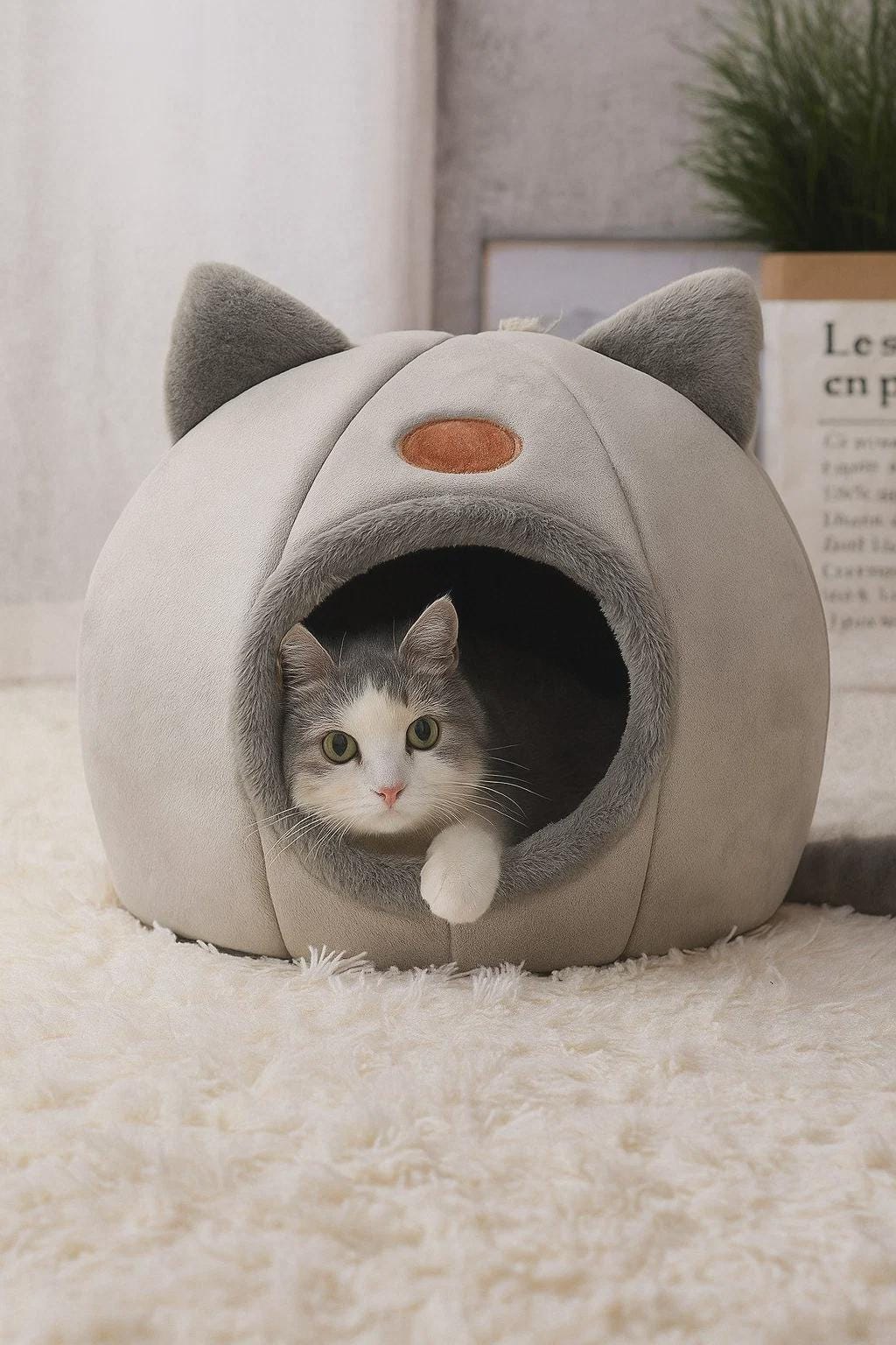 Cat & Small Dog Bed – Cozy Indoor Cave, Warm Winter Mattress for Deep Sleep, Snug Pet Tent