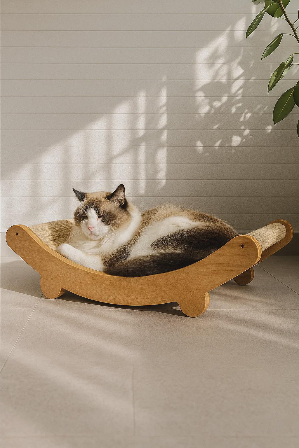 Durable Cat Scratching Board with Detachable Wooden Cushion – Wear-Resistant Cat Bed, Kitten Scratcher Toy & Furniture Protector