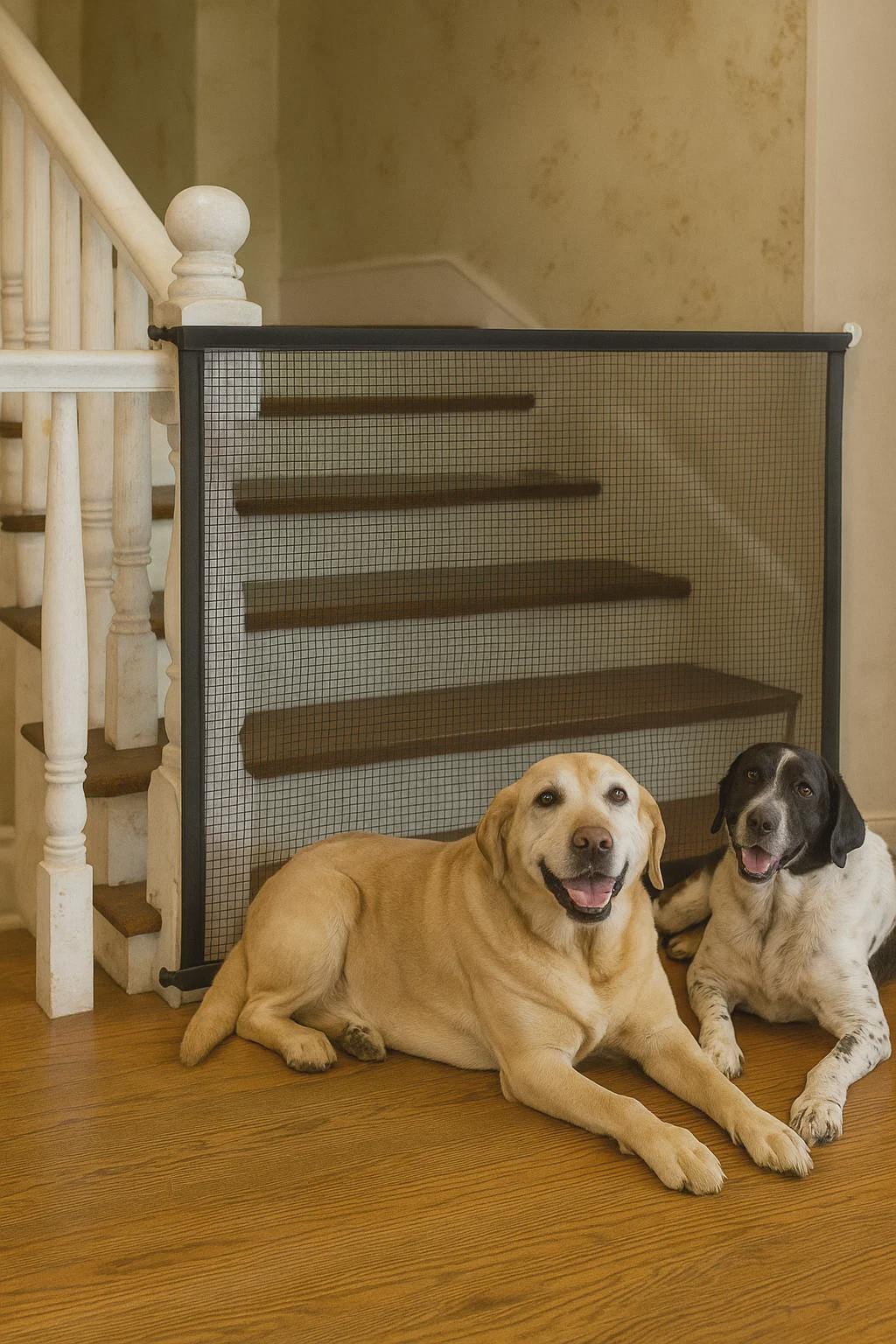 Dog Safety Gate – Foldable Breathable Mesh Barrier, Stair & Door Protection, Easy to Install