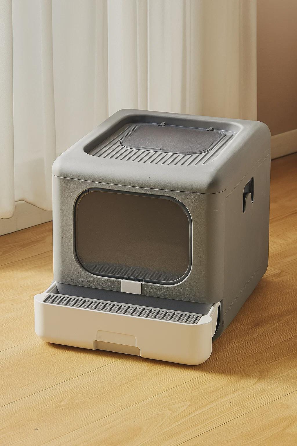 Foldable Covered Cat Litter Box with Scoop & Sifting Tray – Portable Kitty Toilet with Front Entry, Odor Control  Easy Cleaning