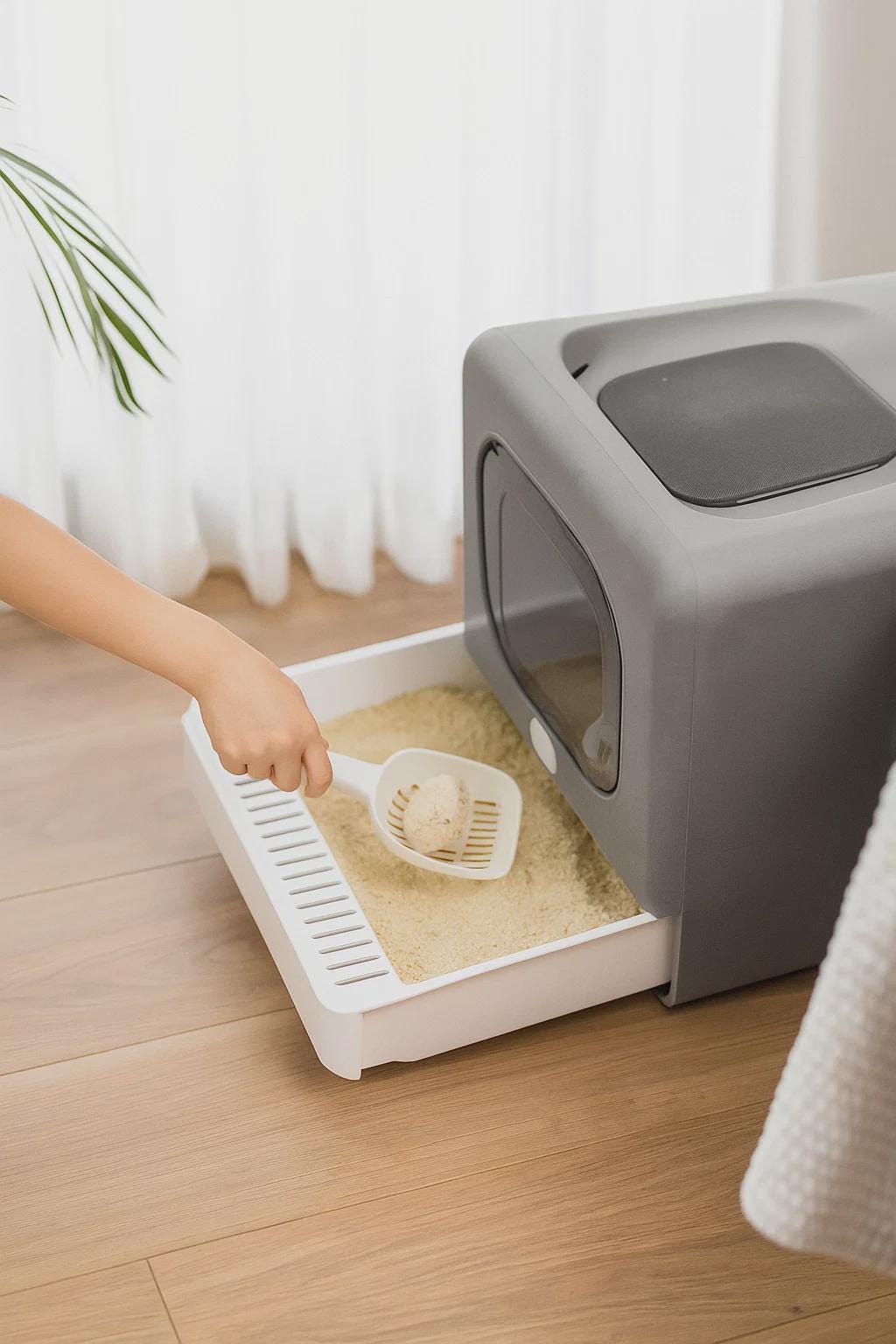 Foldable Covered Cat Litter Box with Scoop & Sifting Tray – Portable Kitty Toilet with Front Entry, Odor Control  Easy Cleaning