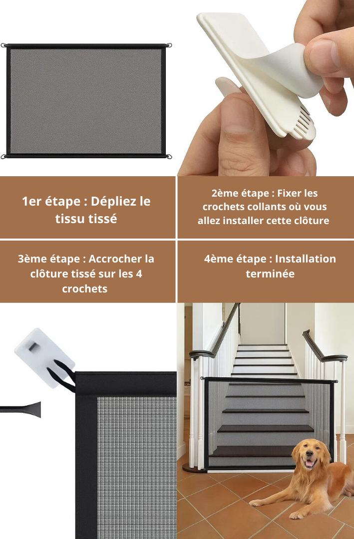 Dog Safety Gate – Foldable Breathable Mesh Barrier, Stair & Door Protection, Easy to Install