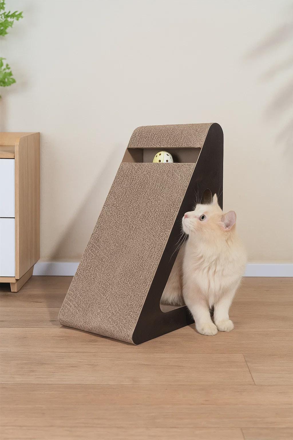 2-in-1 Cat Scratching Board – Durable Frame with Triangular Ball, Toy and Relaxation Corner