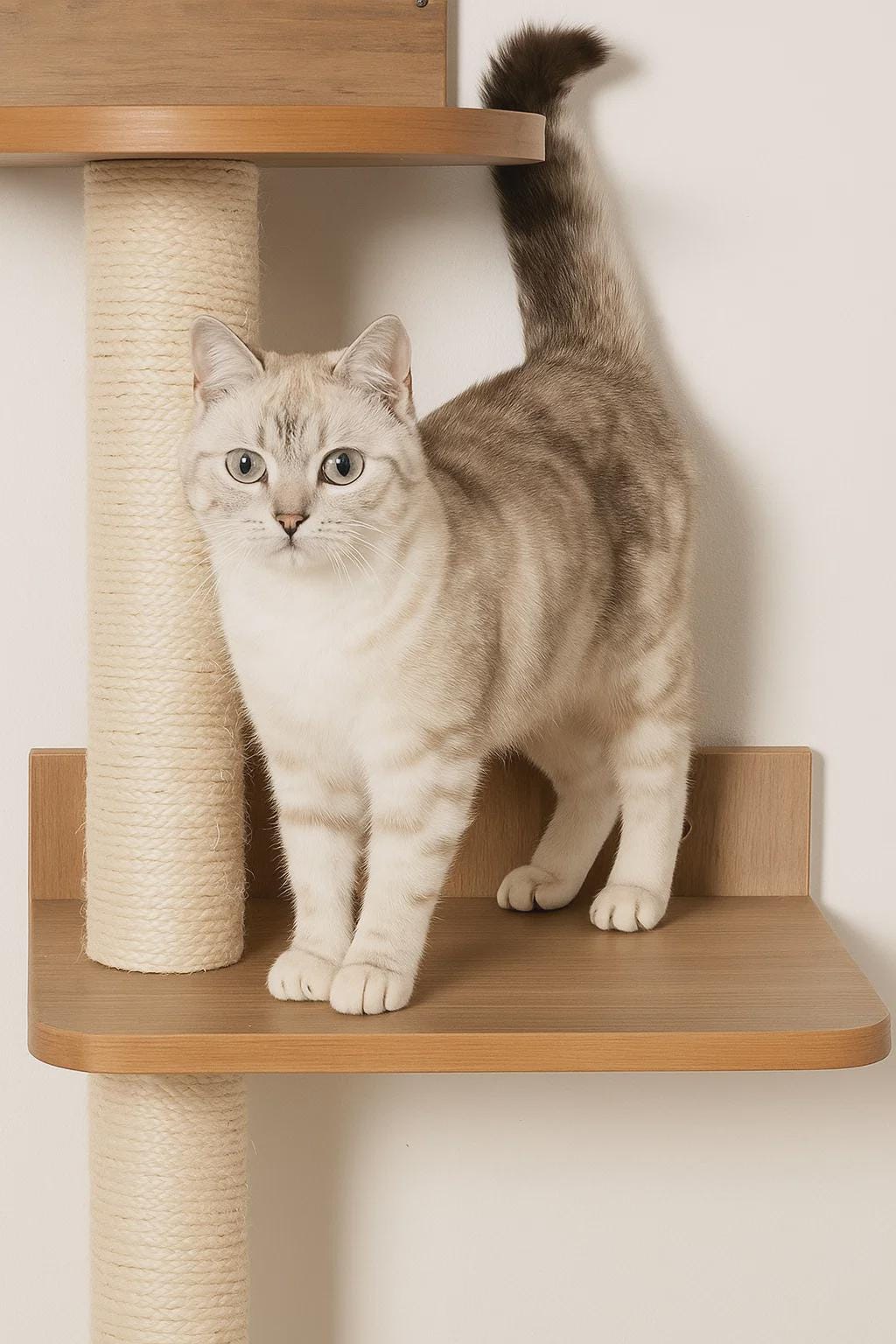 Cat Tower Furniture with Hammock and Scratcher – Wall Mounted Cat Shelves for Indoor Cats | Cozy Cat Hammock & Climbing Tree