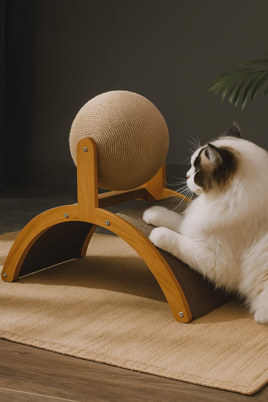 2-in-1 Wooden Cat Scratching Ball – Durable Sisal Scratch Toy and Wear-Resistant Cat Scratcher
